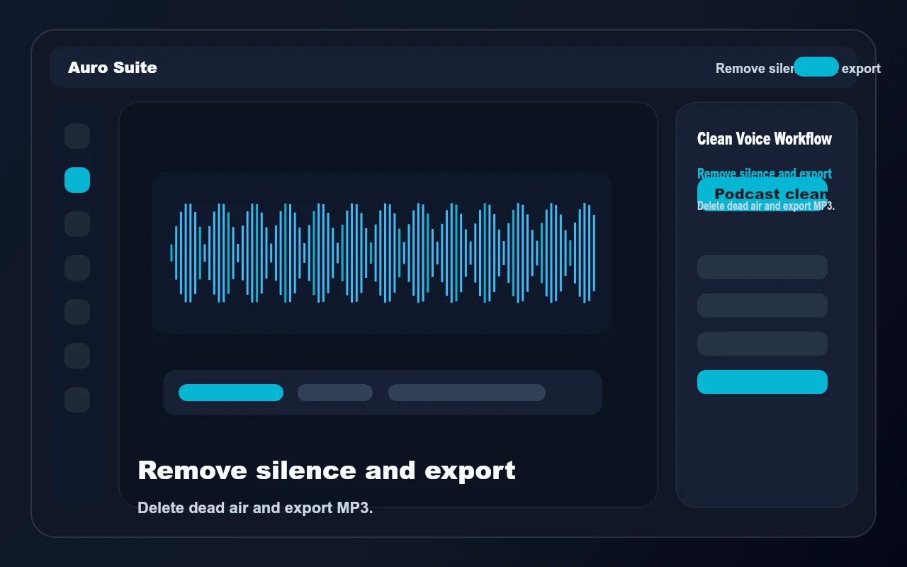 Audio editor export controls for cleaned podcast audio