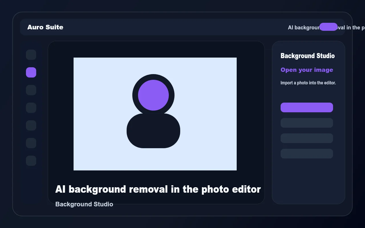 Auro Suite Background Studio with AI background removal controls