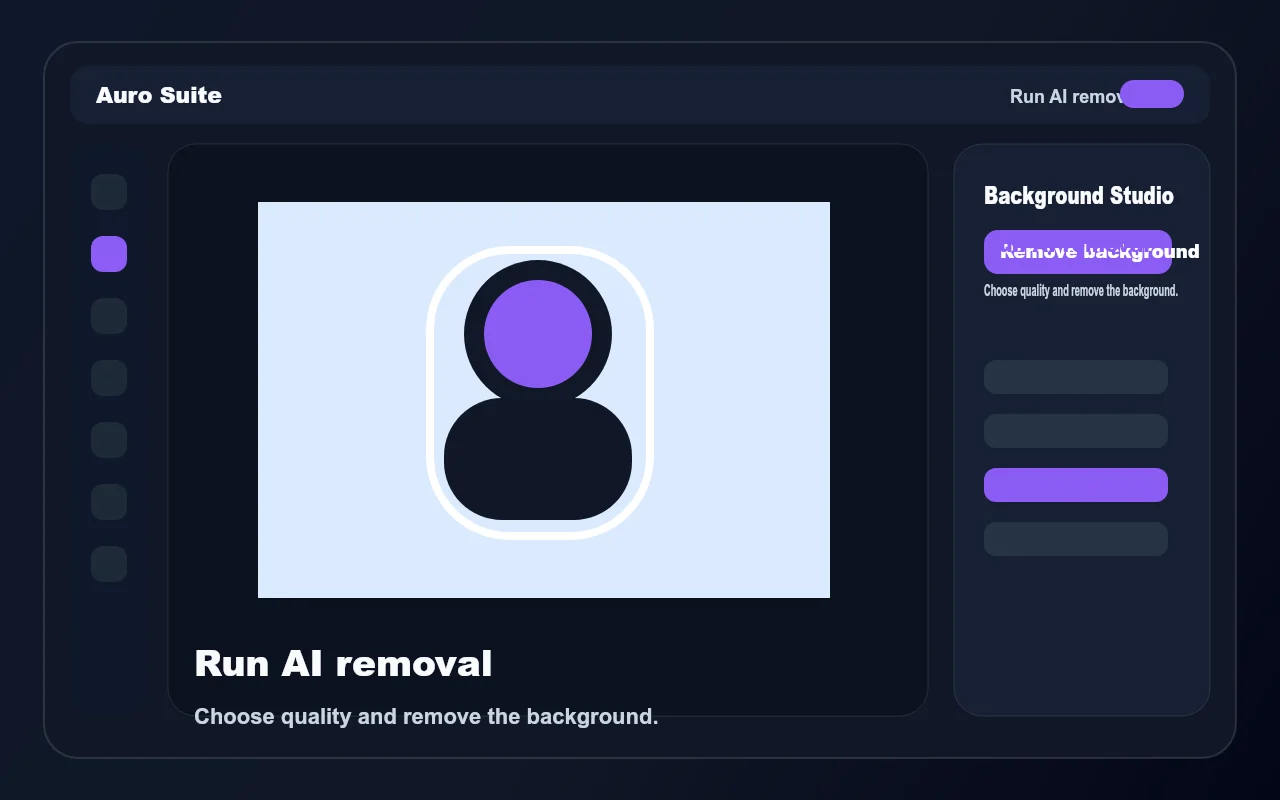 Background Studio remove tab with quality controls
