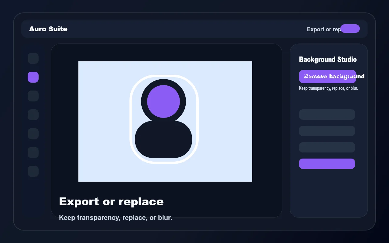 Background Studio replacement and blur options