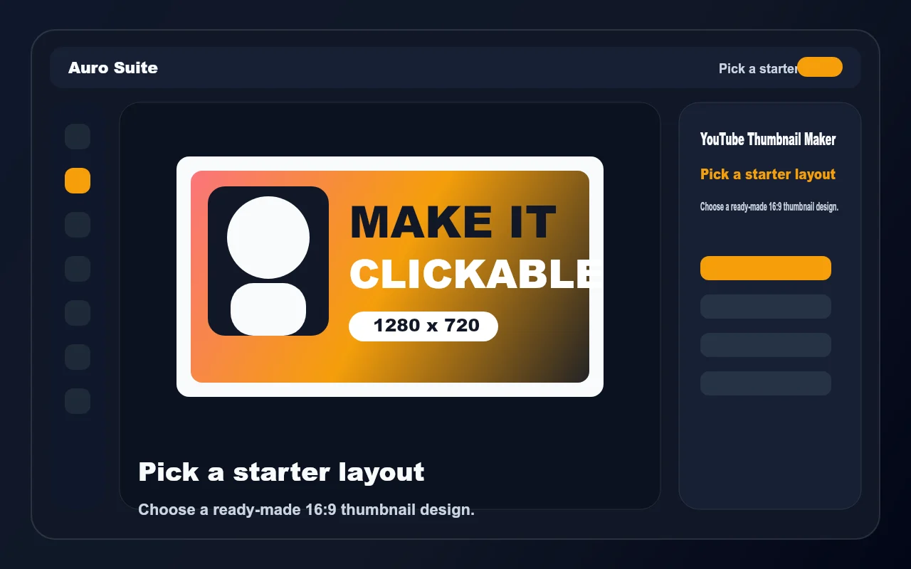 Thumbnail workflow showing starter template cards