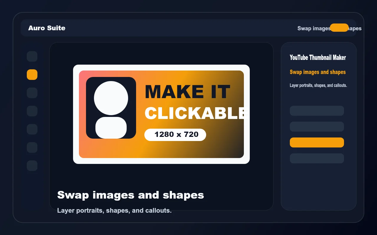 Layered thumbnail design with image and shape controls