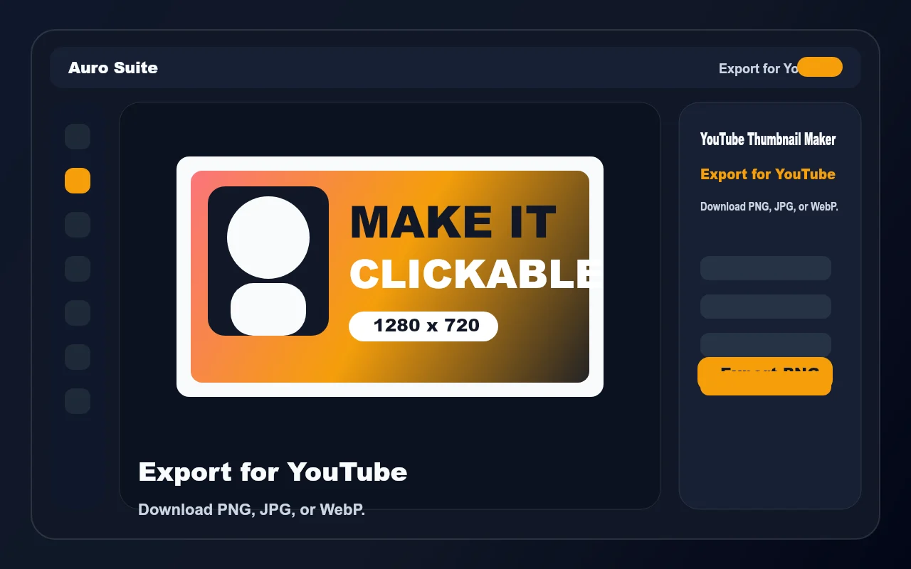 Export controls for a finished YouTube thumbnail